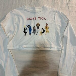Haute Yoga White Long Sleeve Crop Tee